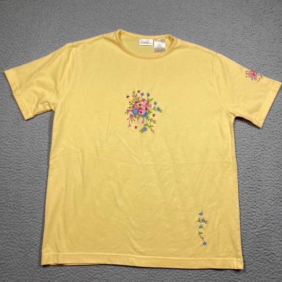 Bobbie Brooks Tops - VTG Bobbie Brooks T Shirt Women's Medium Yellow Embroidered Top Grandma Core